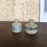 Duo of stoneware boxes