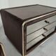 Paire de chevets miroir et cuir Ruf international, années 60/70