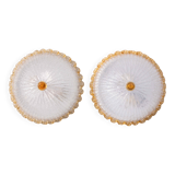 Set of 2 Italian Yellow Large Size Murano Glass Ceiling Fixture, Murano, 19