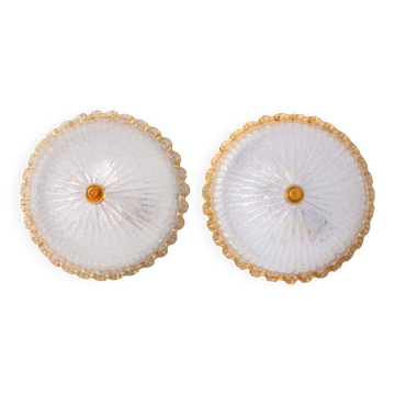 Set of 2 Italian Yellow Large Size Murano Glass Ceiling Fixture, Murano, 19