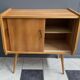 1960s blond wood wardrobe with 2 sliding doors