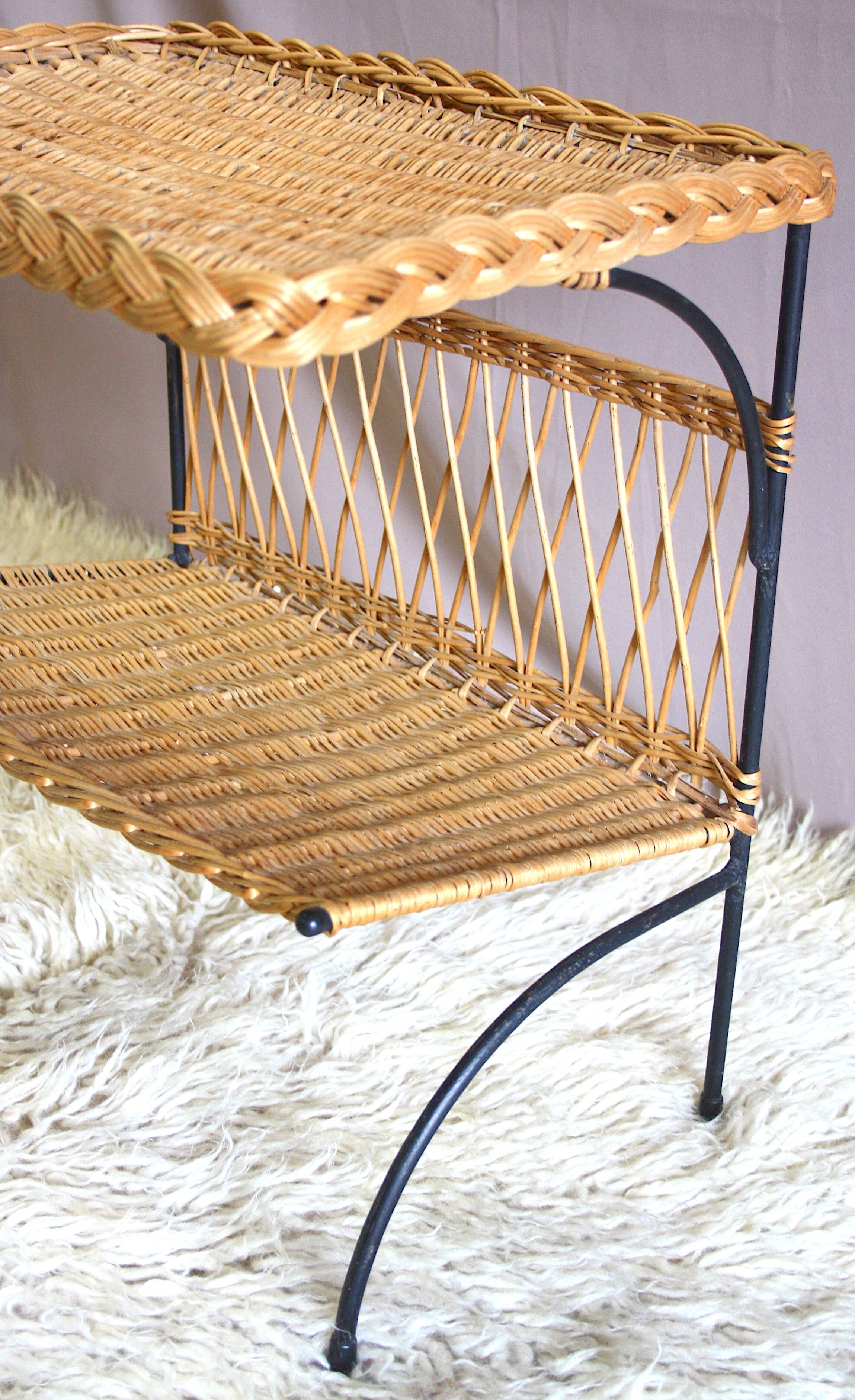 Rattan side table
