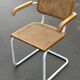 Chair Cesca model with armrests B64 in white metal and wood