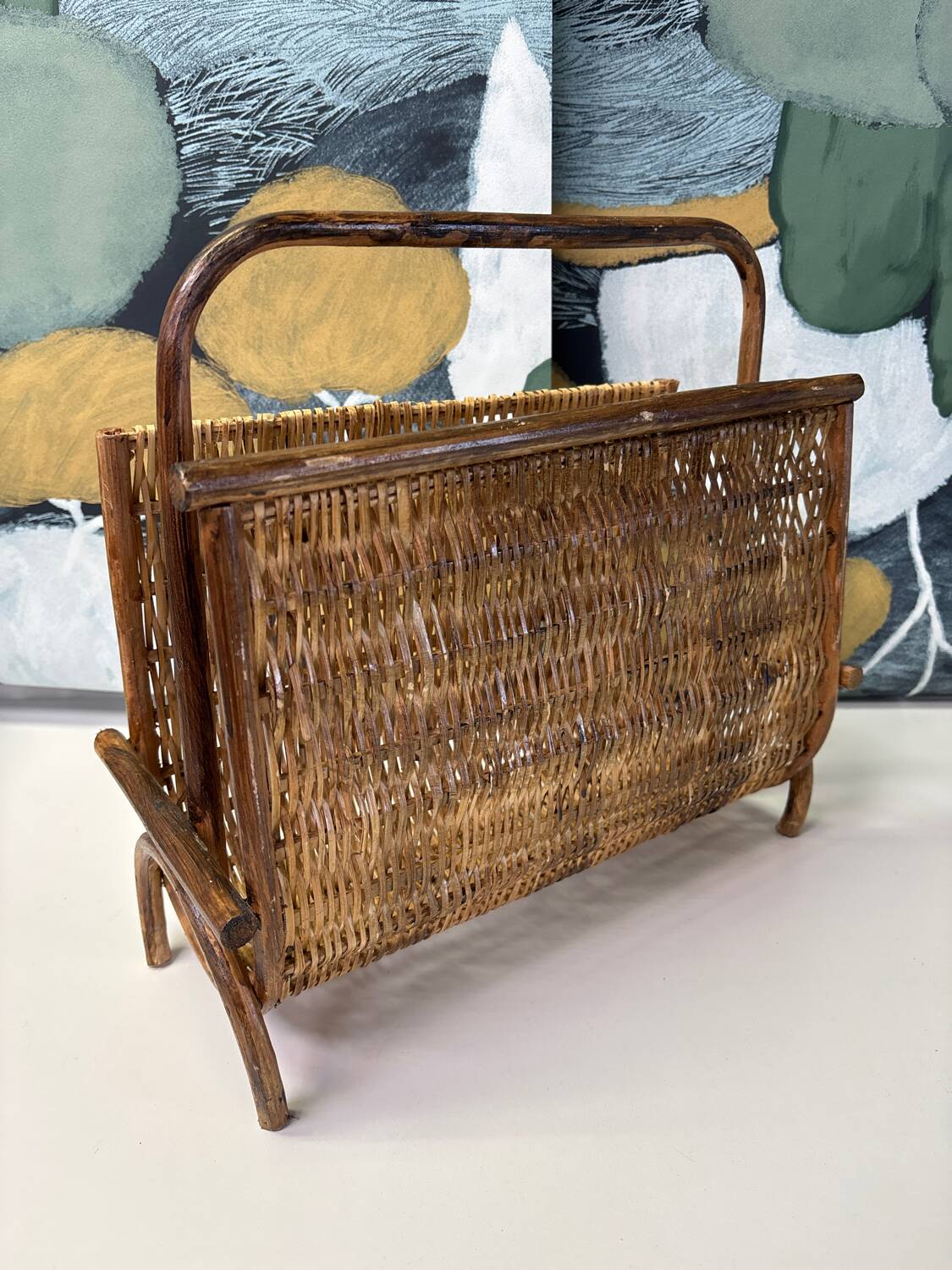 Rattan magazine rack