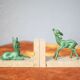 Marble and green patina metal bookends, vintage style bookends, animals, paperweight