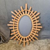 Miroir soleil ovale rotin
