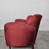 Mid-Century red and gold three-seater sofa by Paolo Buffa, Italy, 50s