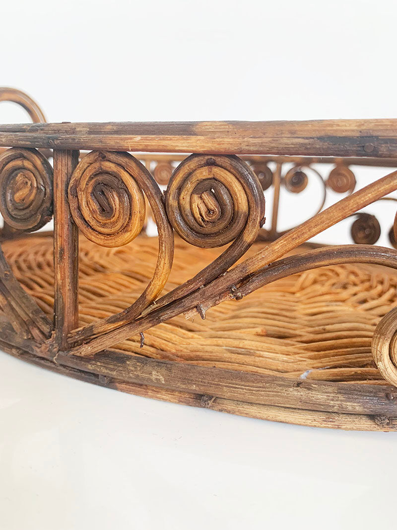 Peacock rattan tray