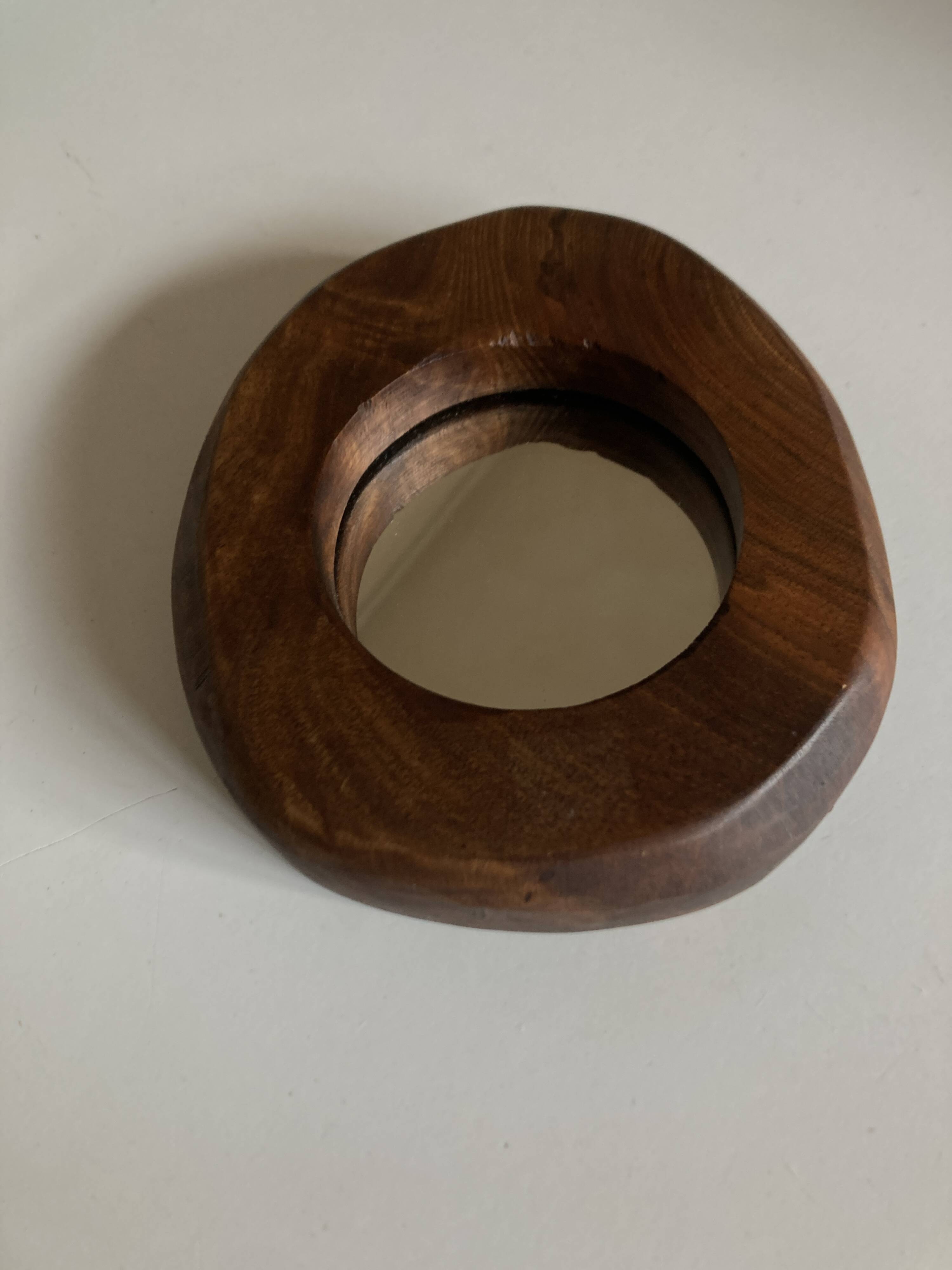 1970 brutalist mirror in elm by Richard Lecompte dlg A. Noll popular art