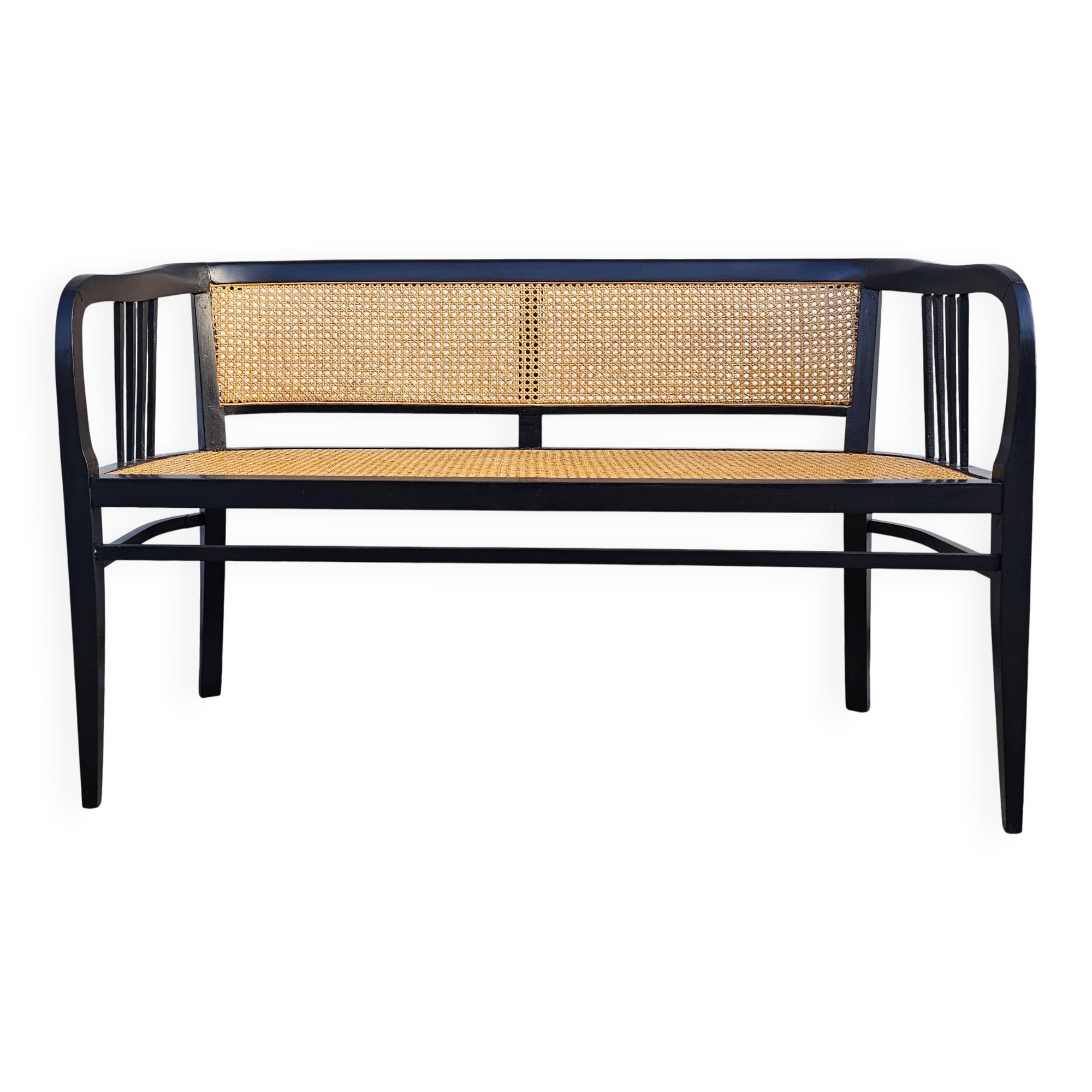 Vienna Secession beech canapé with cane seat and backrest.