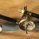 Pair of vintage wall sconces, brass sconce and opaque glass globe, vintage lamp, wall lamp, 50s.