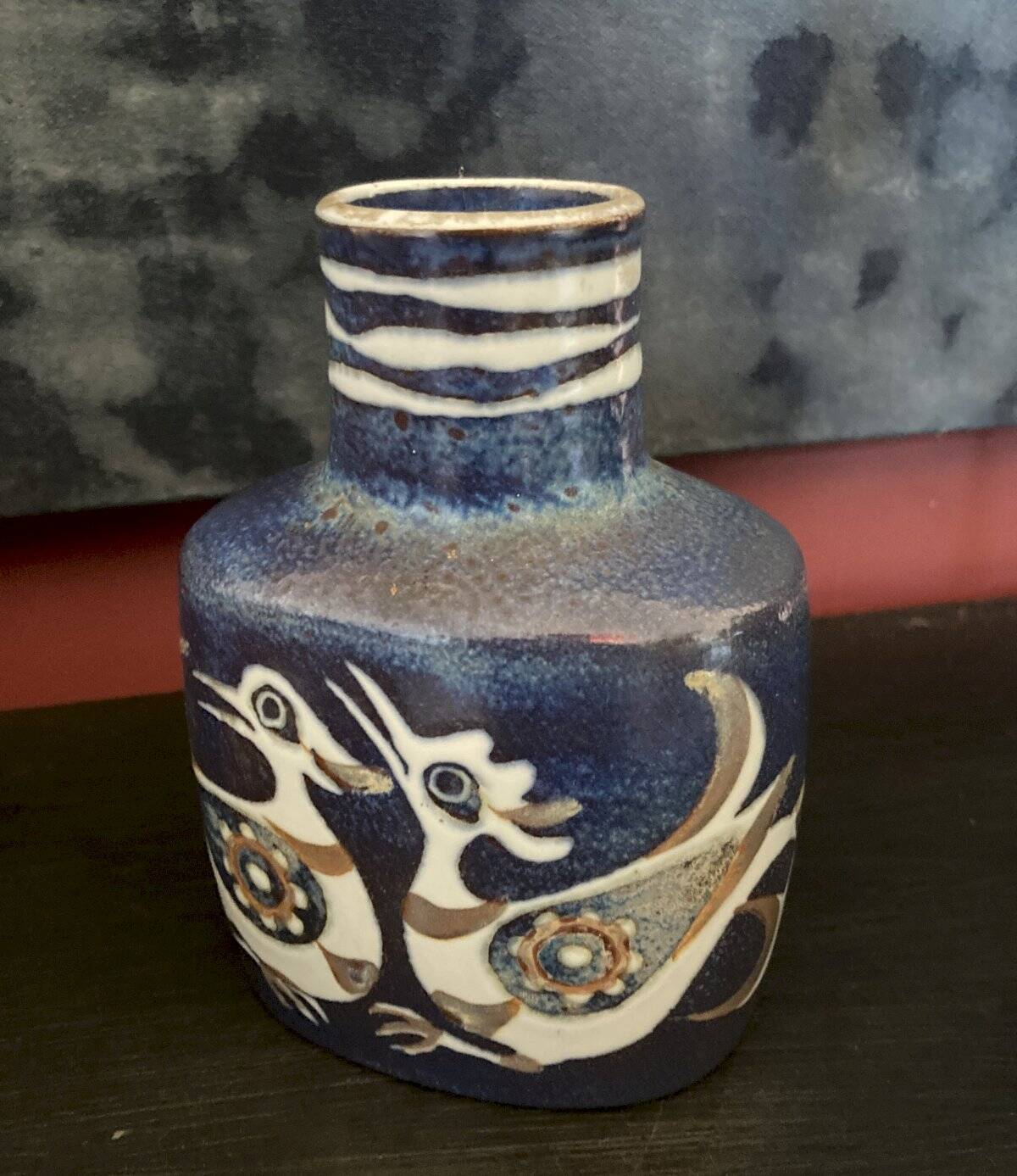 Danish 1960 Baca Line vase with bird decoration