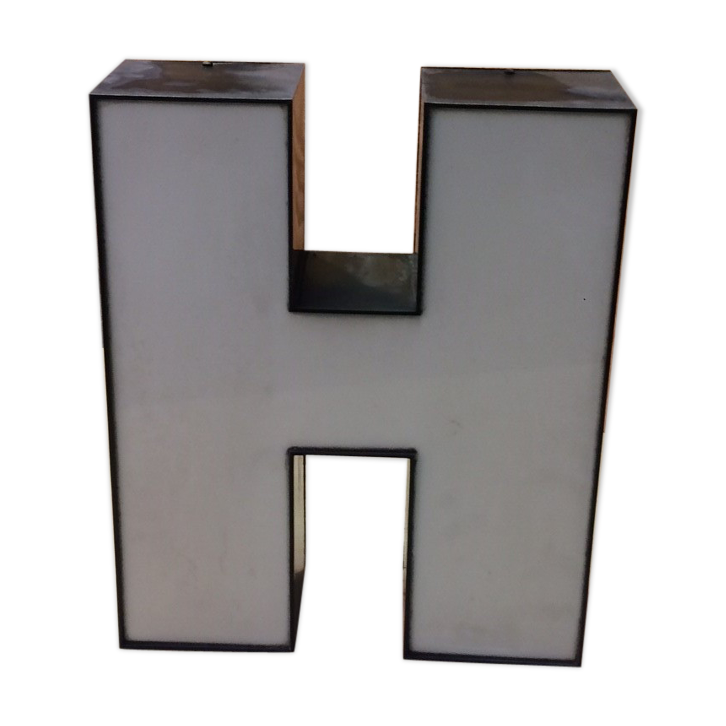 Large metal sign and plexi letter
