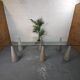 Glass table with cement legs