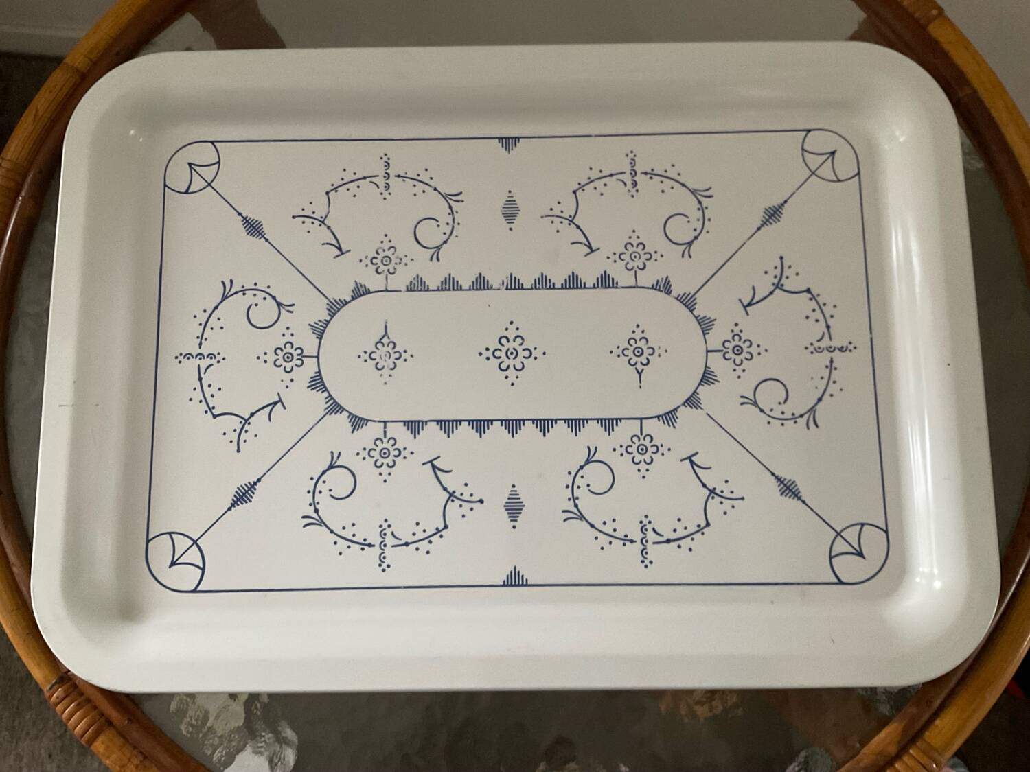 Vintage enameled metal tray