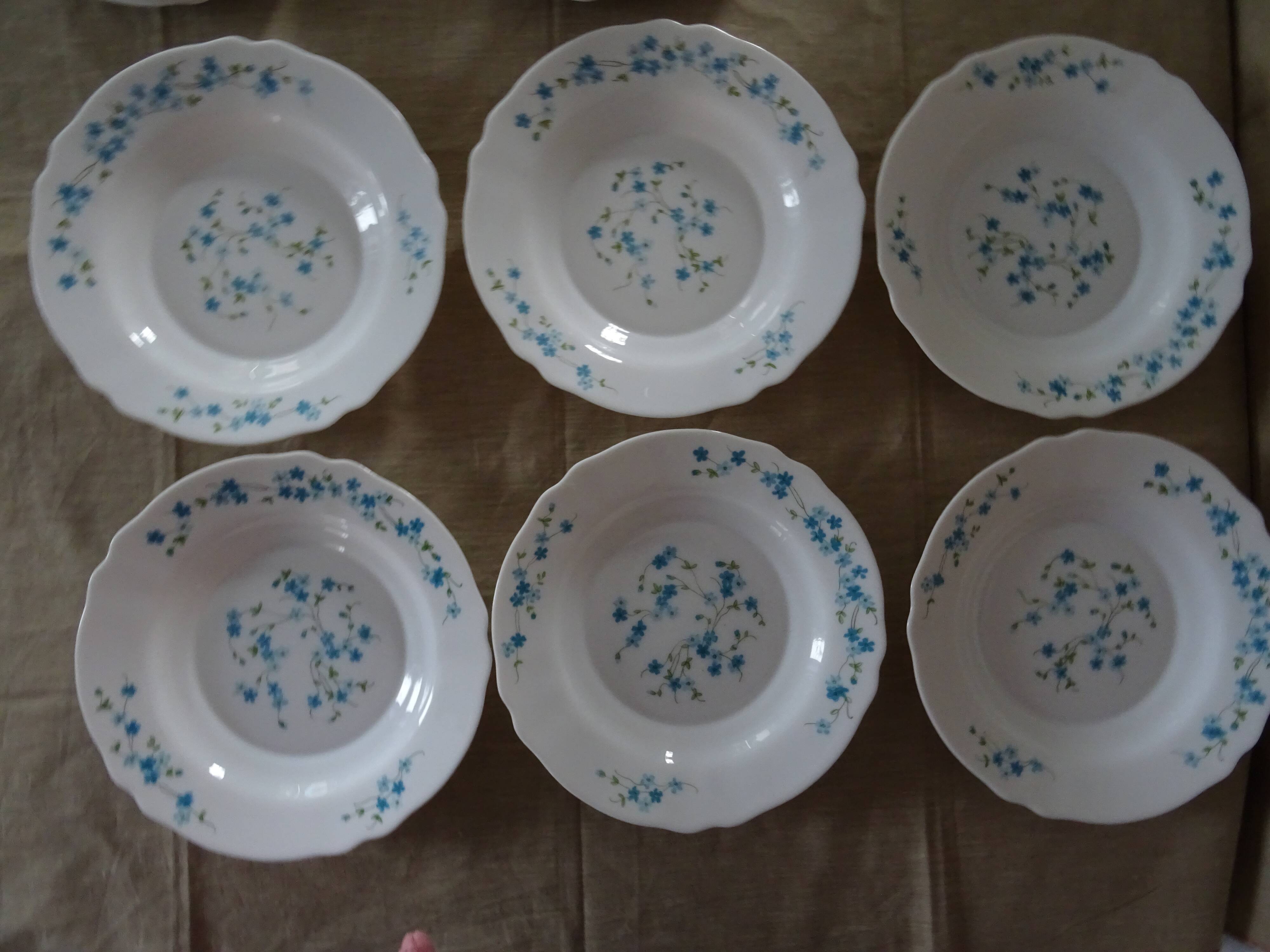 18 Blue Flower Plates VERONICA Arcopal Vintage Lot EB