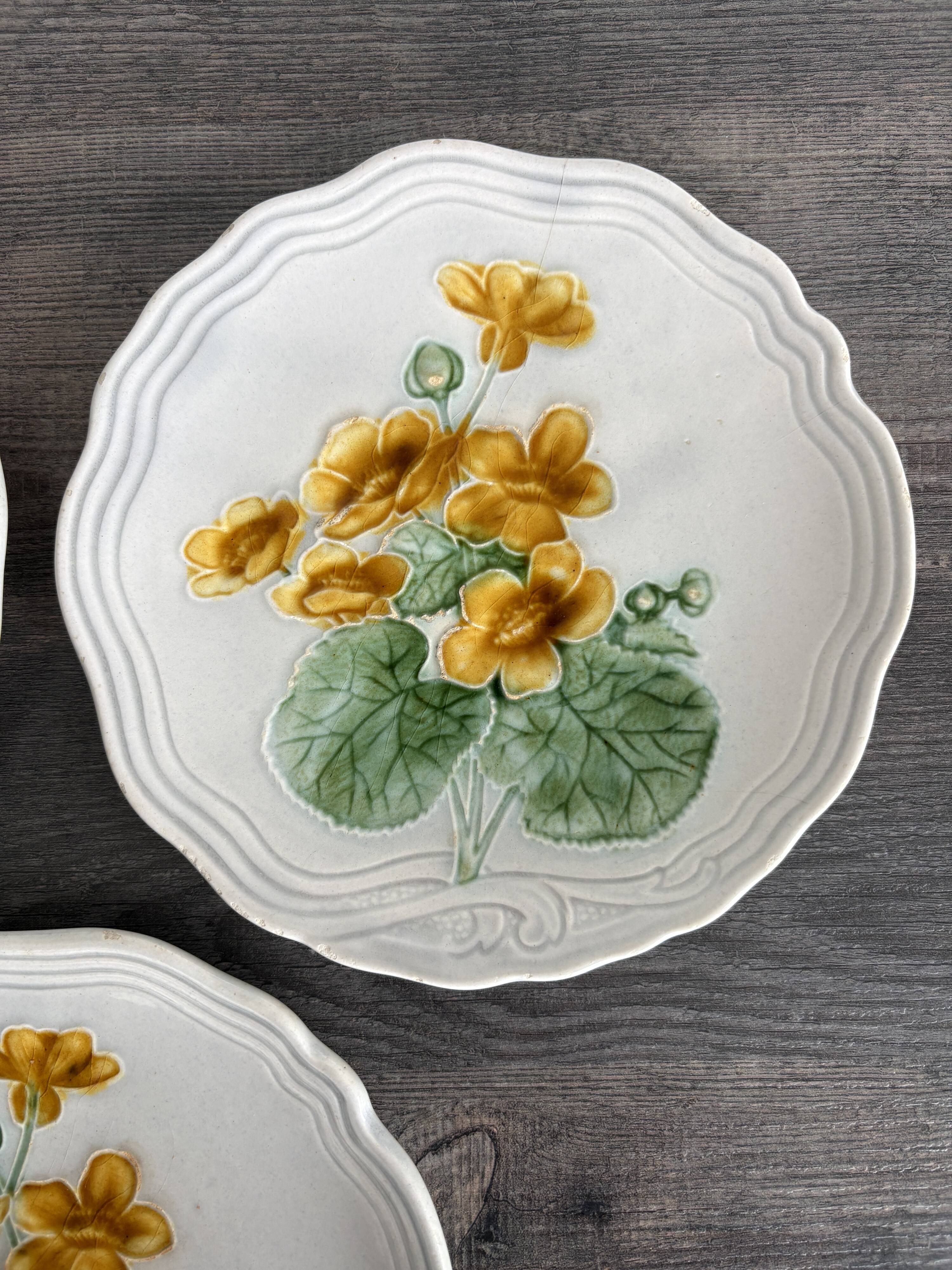 Set of 3 Small Barbotine Plates Villeroy & Boch Schramberg