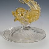 Glass candlestick by Archimede Seguso with dolphin, circa 1960s.