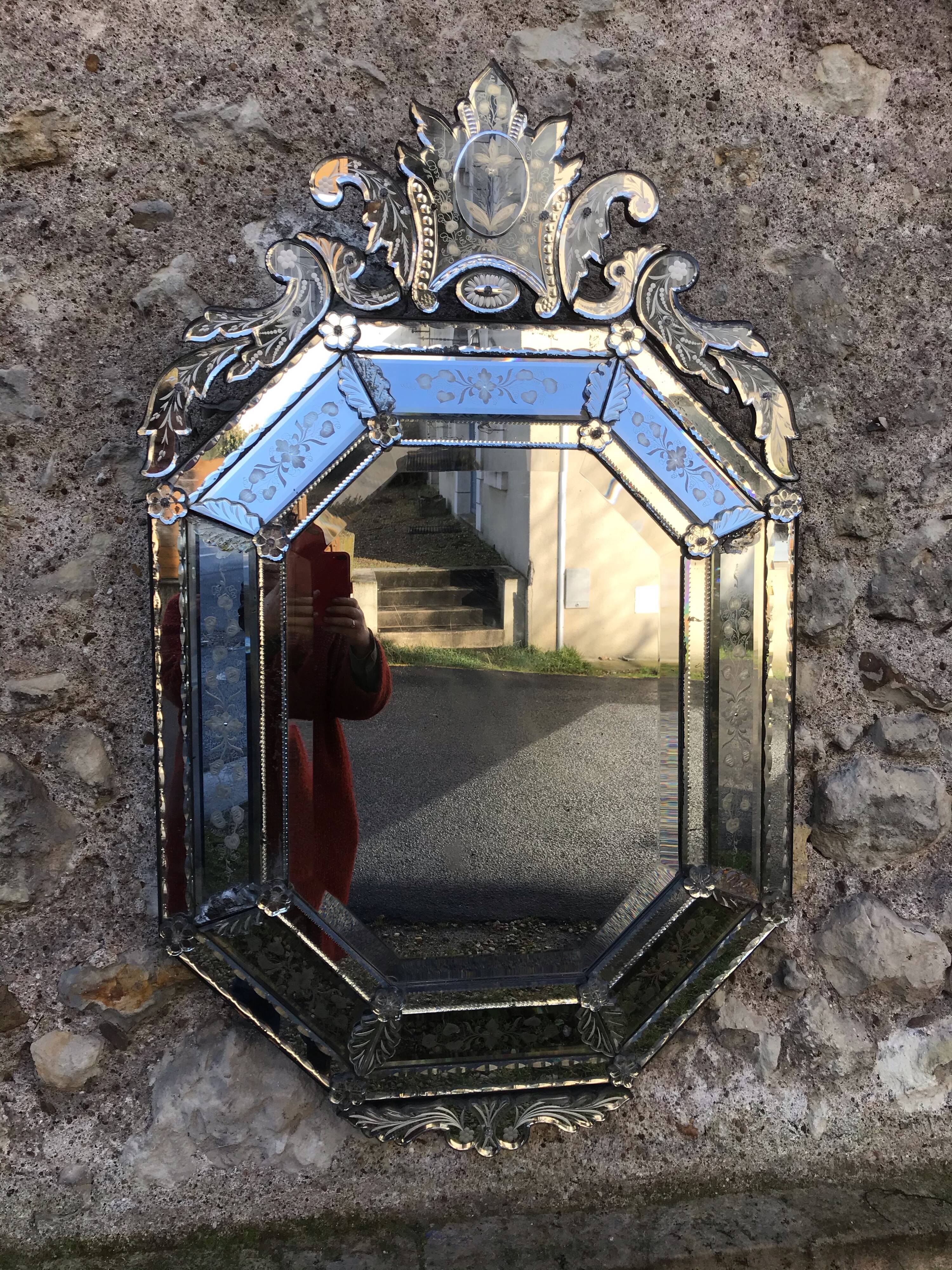 Venetian mirror XIXth 120 x 74 cm