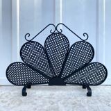 Vintage 1950s fireplace screen, fan shape.