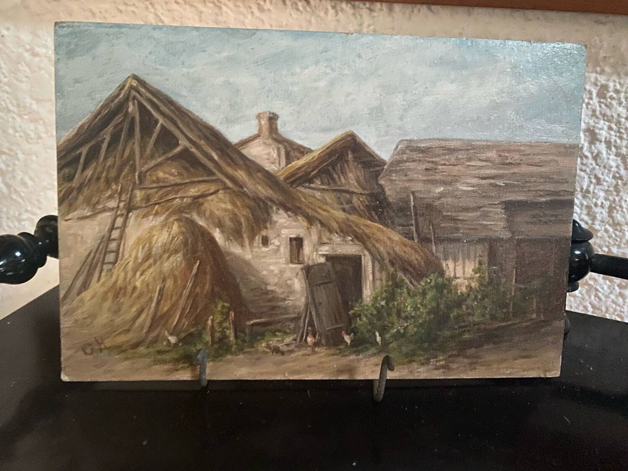 Huile sur panneau en carton ancienne