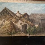 Oil on old cardboard panel