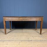 Old decorated wooden kitchen table