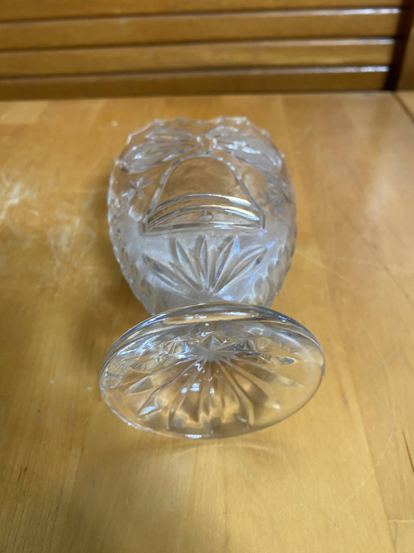 Antique Vase ANNA HUTTE Cut Crystal Bell Shape Vintage #E165