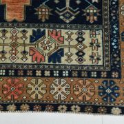 Tapis persan géométrique rouge bleu marine 3x7, 102x223 cm