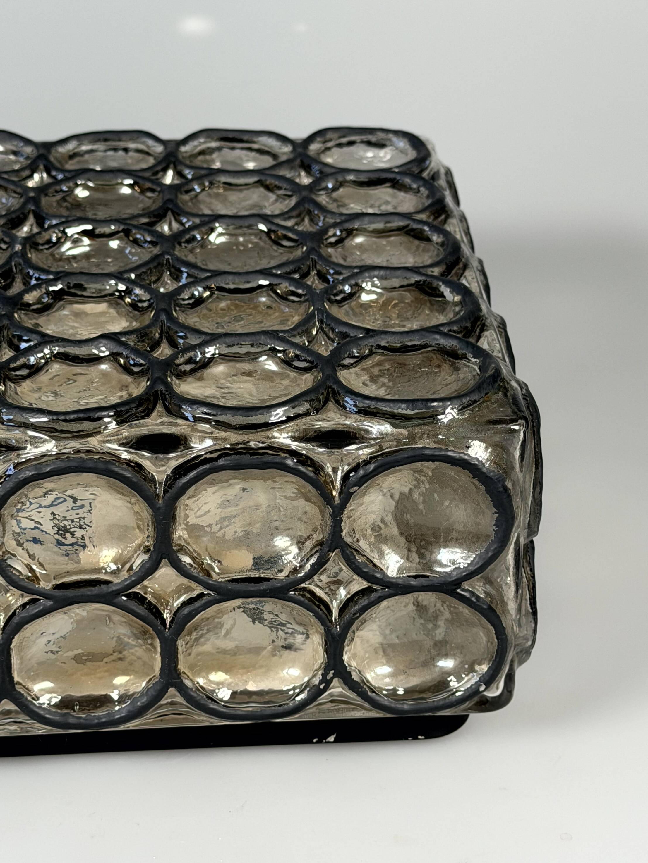 60s 70s Ceiling Lamp Plafoniere Glashütte Limburg Germany Glass & Metal