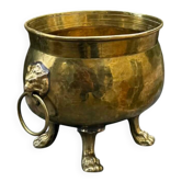 Baroque lion brass jardinière