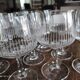 Set of 11 old wine glasses shaped chiseled crystal balloons