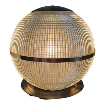 Globe holophane en laiton sur socle