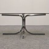 Space age coffee table in tubular and smoked glass, 60s-70s