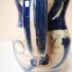 Enamelled ceramic blue pitcher signed by the artist