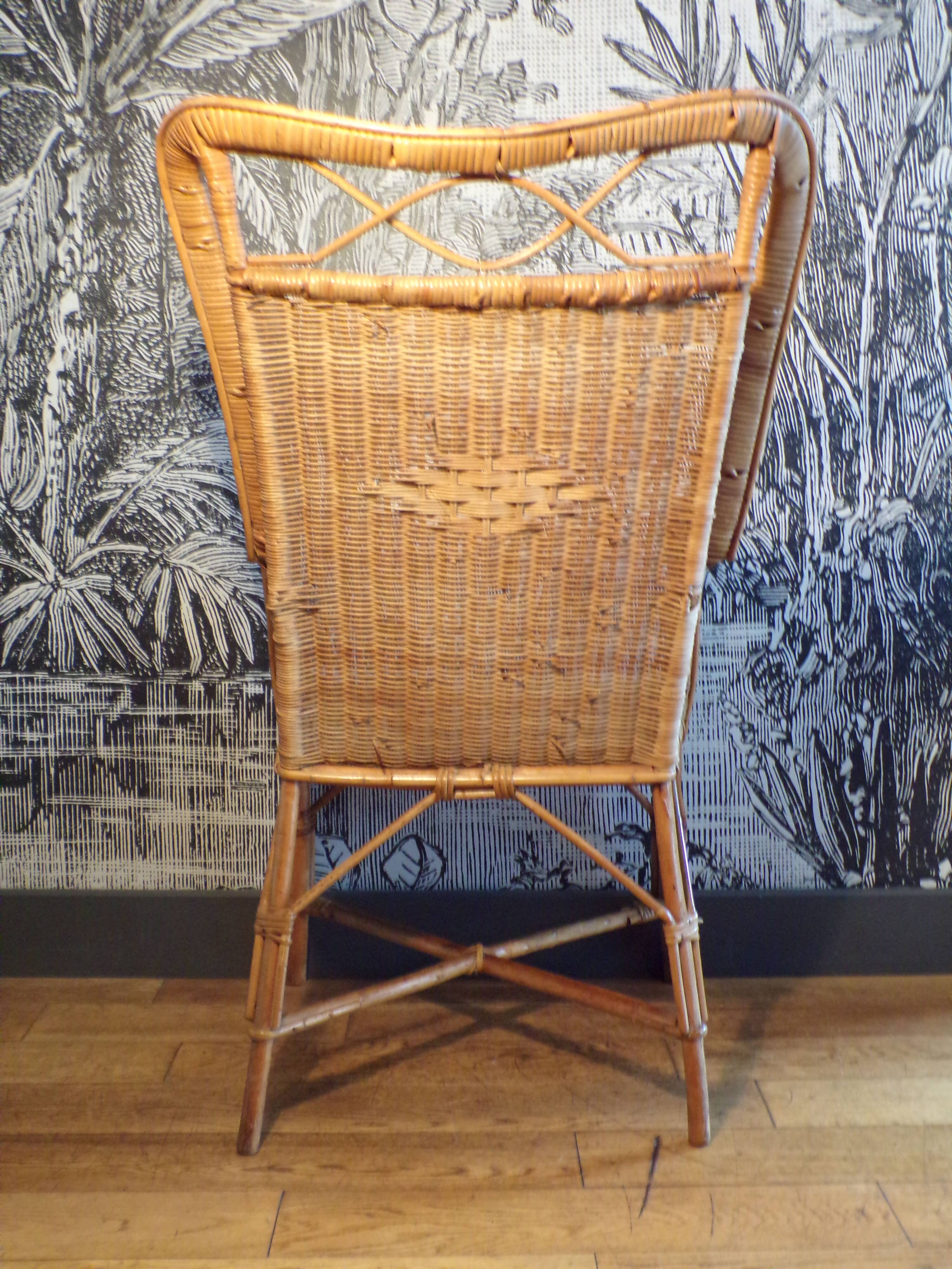 Fauteuil rotin 1930-50
