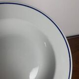 Set of 6 Sarreguemines soup plates, blue border