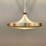 Danish Space Age lamp from the 70s, in lacquered aluminium with primers and bottom grid
