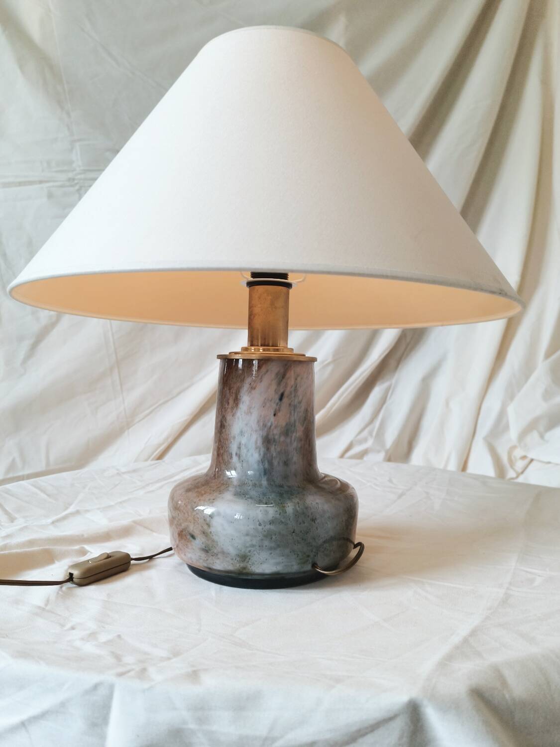 Murano glass and brass lamp, 1970