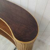Vintage wicker bar and its two stools