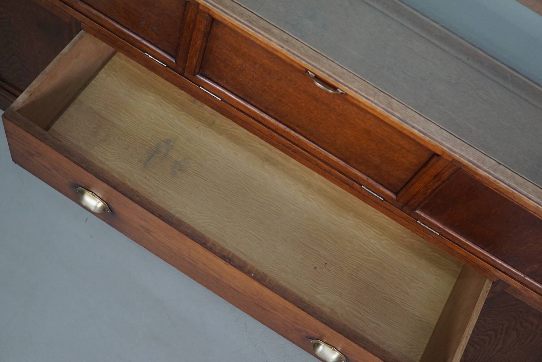 Antique Oak Jewellery Cabinet or Shop Counter, Early 20th Century