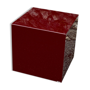 Bout de canape cube plexiglass bordeaux lie de vin david lange vintage