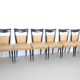 Set of Six Beige Skai Dining Chairs Ascr. to Melchiorre Bega, Italy