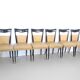 Ensemble de six chaises de salle à manger en skaï beige, origine : Melchiorre Bega, Italie