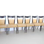 Set of Six Beige Skai Dining Chairs Ascr. to Melchiorre Bega, Italy