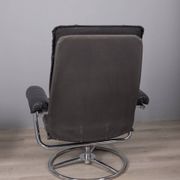 VINTAGE 1970S ARMCHAIR WITH FOOTREST IN METAL AND LEATHER, ITALIAN DESIGN