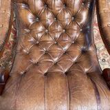 Rocking-chair Chesterfileld en cuir