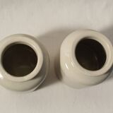 Vintage LAB-Lagny mustard pot in beige glazed stoneware (x2)