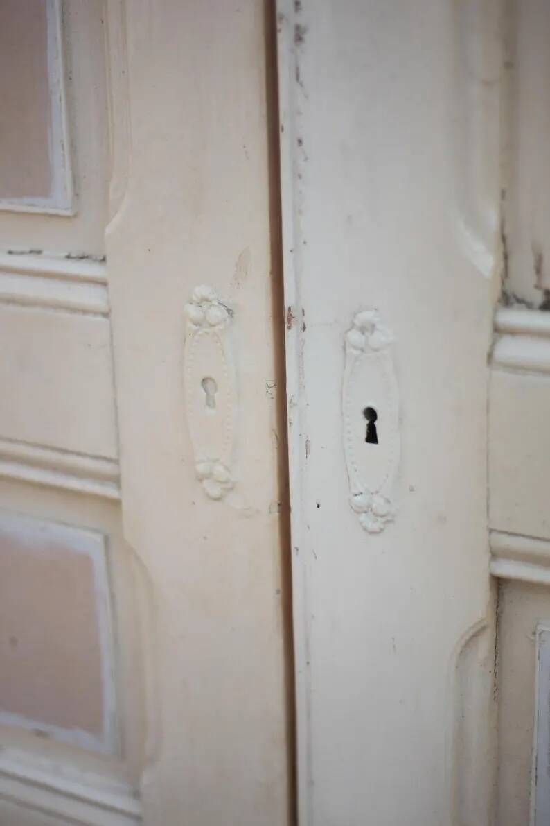 Double porte ancienne de placard, porte bois ancienne, grande porte vintage, porte d'intérieur