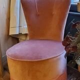 Powder pink velvet low chair